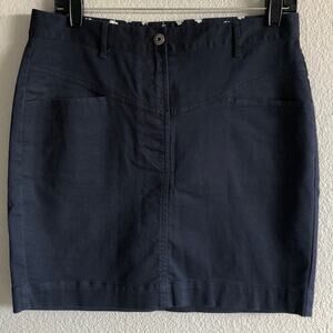Brooks Brothers Women's Navy Knee Length Cotton Twill Skirt‎